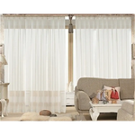 2 Sheer Voile Curtains 530cm wide 230cm long + 30 Hooks New - Home & Garden > Curtains > Curtains & Drapes