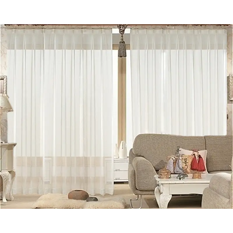 2 Sheer Voile Curtains 530cm wide 230cm long + 30 Hooks New - Home & Garden > Curtains > Curtains & Drapes