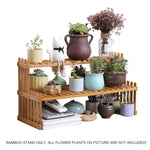 2 Tier Bamboo Plant Stand Shelves Flower Pot Rack Garden Indoor Outdoor Patio - Home & Garden > Garden Furniture