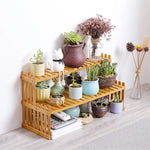 2 Tier Bamboo Plant Stand Shelves Flower Pot Rack Garden Indoor Outdoor Patio - Home & Garden > Garden Furniture