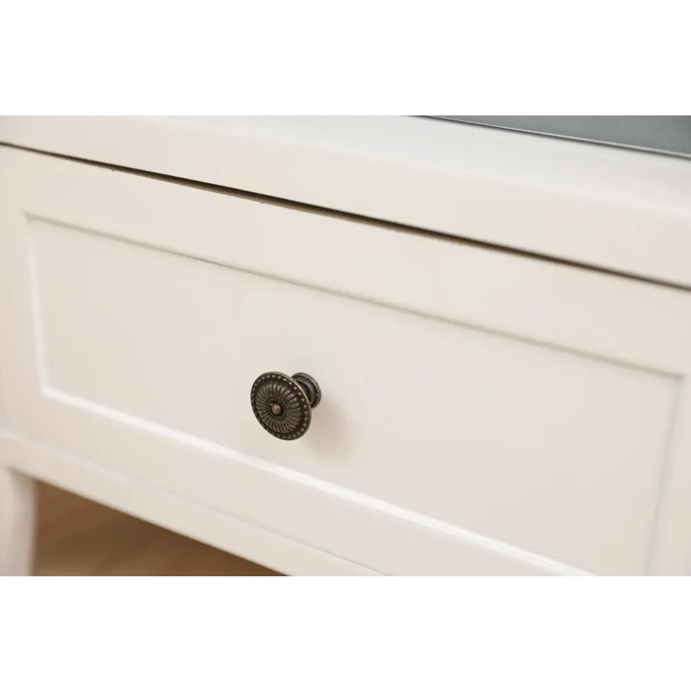 2-tier Bedside Table with Storage Drawer 2 PC Rustic White - Furniture > Bedroom