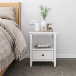 2-tier Bedside Table with Storage Drawer 2 PC Rustic White - Furniture > Bedroom
