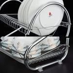 2 Tier Dish Rack with Drain Board for Kitchen Counter and Plated Chrome Dish Dryer Silver 42 x 25,5 x 38 cm - Home &
