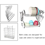 2 Tier Dish Rack with Drain Board for Kitchen Counter and Plated Chrome Dish Dryer Silver 42 x 25,5 x 38 cm - Home &