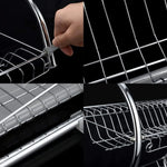 2 Tier Dish Rack with Drain Board for Kitchen Counter and Plated Chrome Dish Dryer Silver 42 x 25,5 x 38 cm - Home &