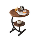 2 Tier End Table Sofa Side End Table Round Nightstand with Sturdy Metal Frame - Furniture > Living Room