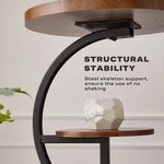 2 Tier End Table Sofa Side End Table Round Nightstand with Sturdy Metal Frame - Furniture > Living Room