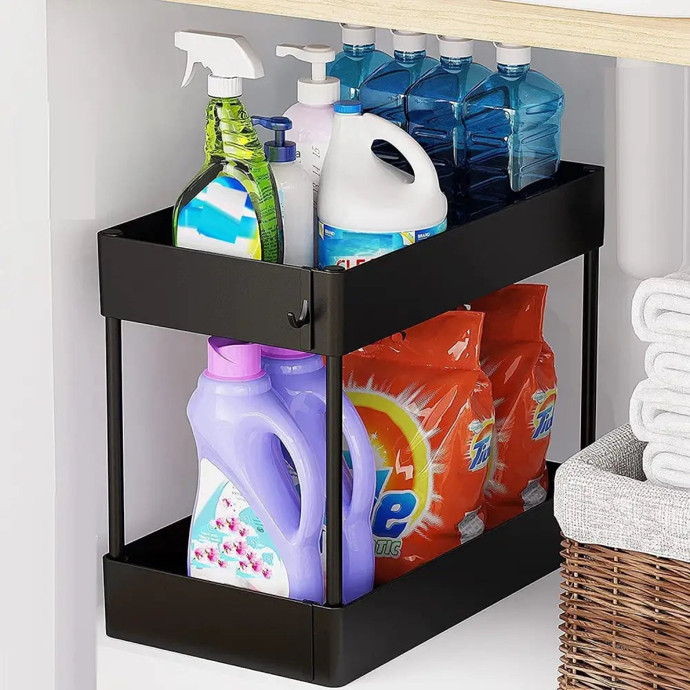 2 Tier Multi-Purpose Under Sink Organizer Shelf Storage Rack for Bathroom and Kitchen - Home & Garden > Kitchenware