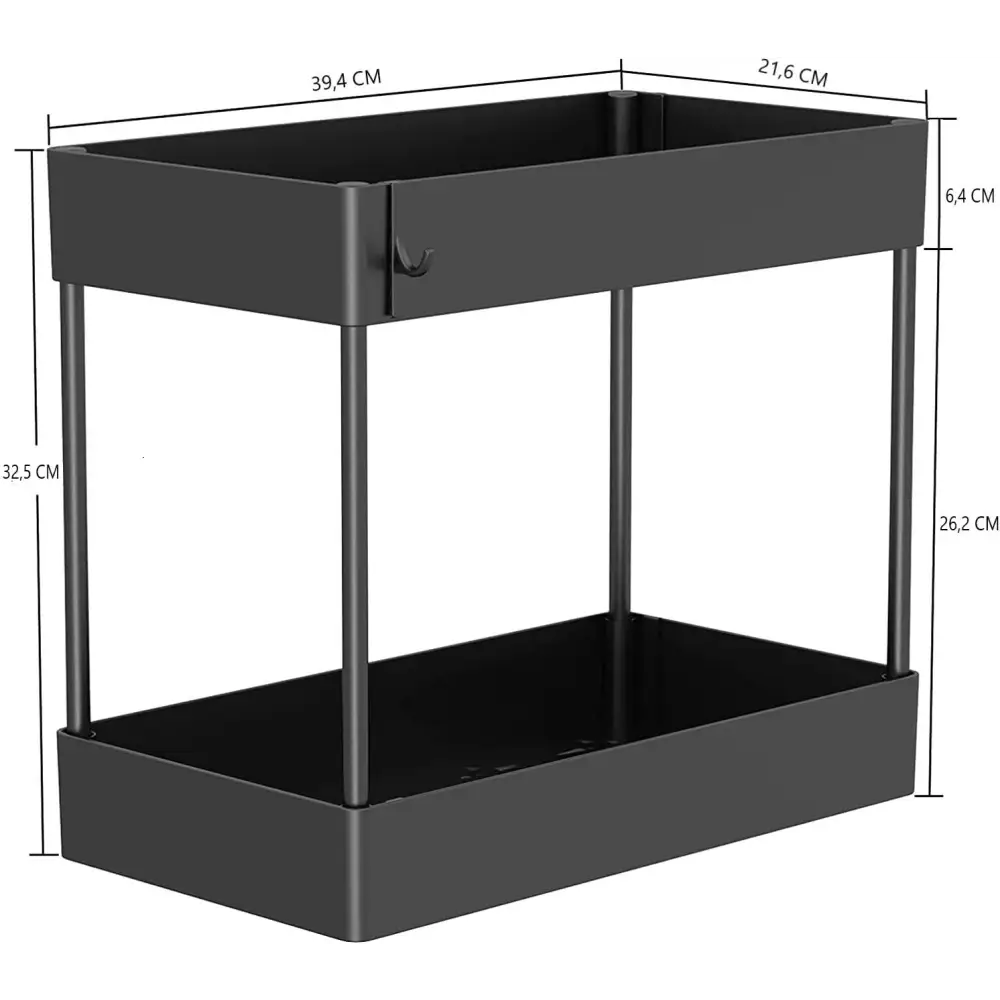 2 Tier Multi-Purpose Under Sink Organizer Shelf Storage Rack for Bathroom and Kitchen - Home & Garden > Kitchenware