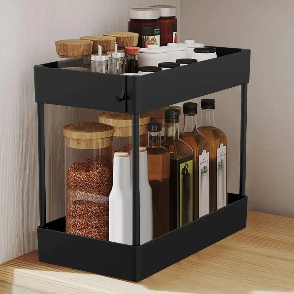 2 Tier Multi-Purpose Under Sink Organizer Shelf Storage Rack for Bathroom and Kitchen - Home & Garden > Kitchenware