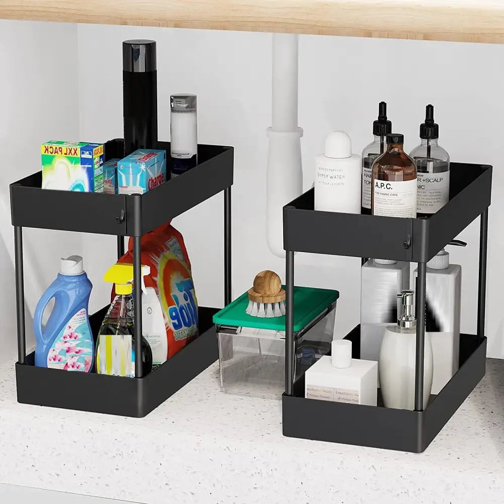 2 Tier Multi-Purpose Under Sink Organizer Shelf Storage Rack for Bathroom and Kitchen - Home & Garden > Kitchenware