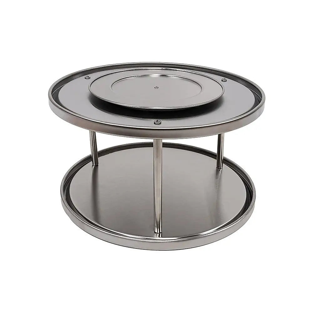 2-Tier Rack Lazy Susan Organiser Steel Kitchen Pantry - Home & Garden > Kitchenware > Kitchen Utensils