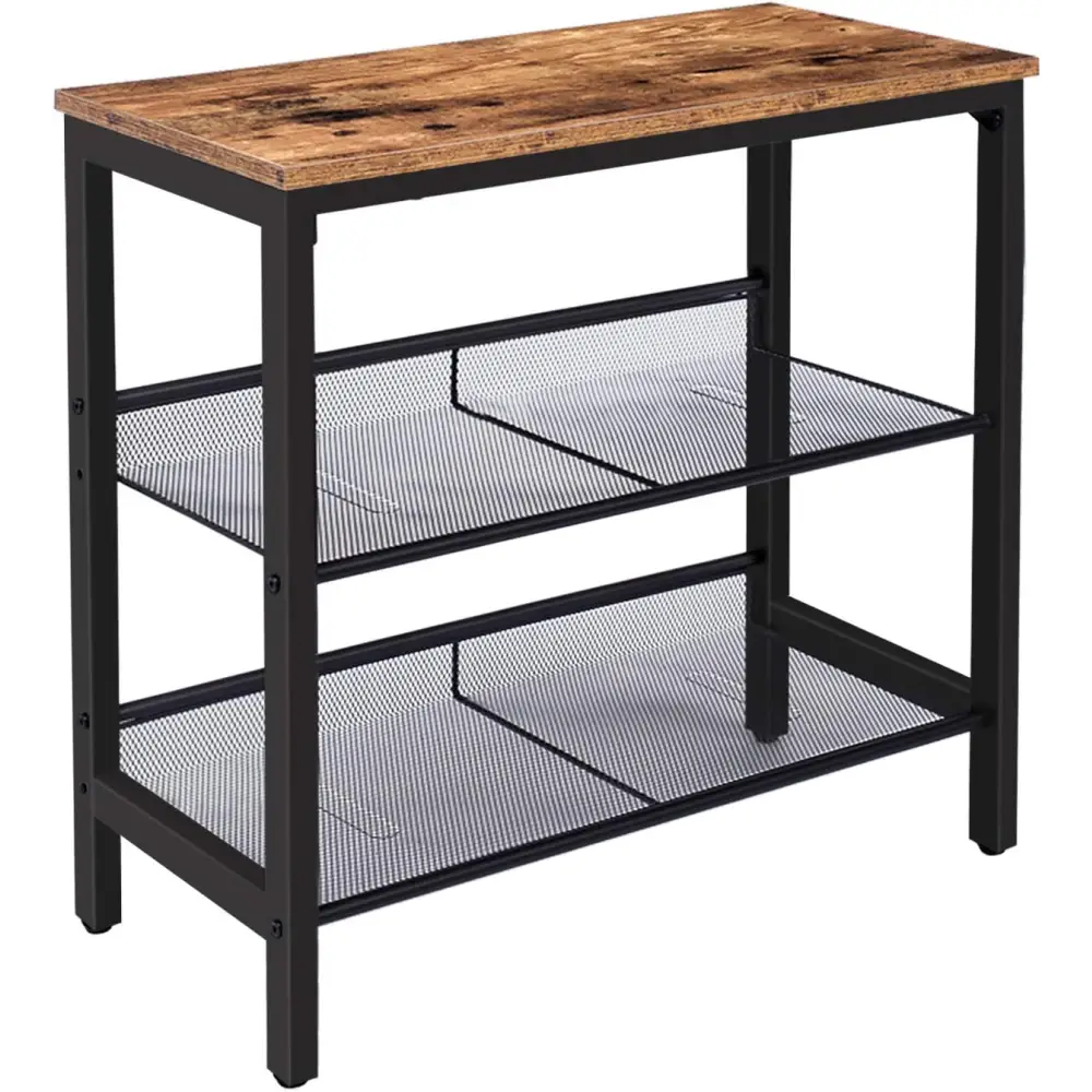2-Tier Shoe Rack Industrial Shoe Organizer Storage Bench - Furniture > Living Room