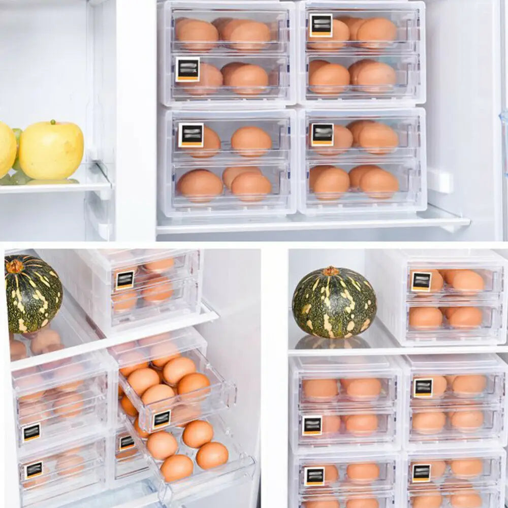 2 Tiers Double Layer 24 Grids Egg Storage Box Tray Kitchen Refrigerator Containe - Home & Garden > Storage