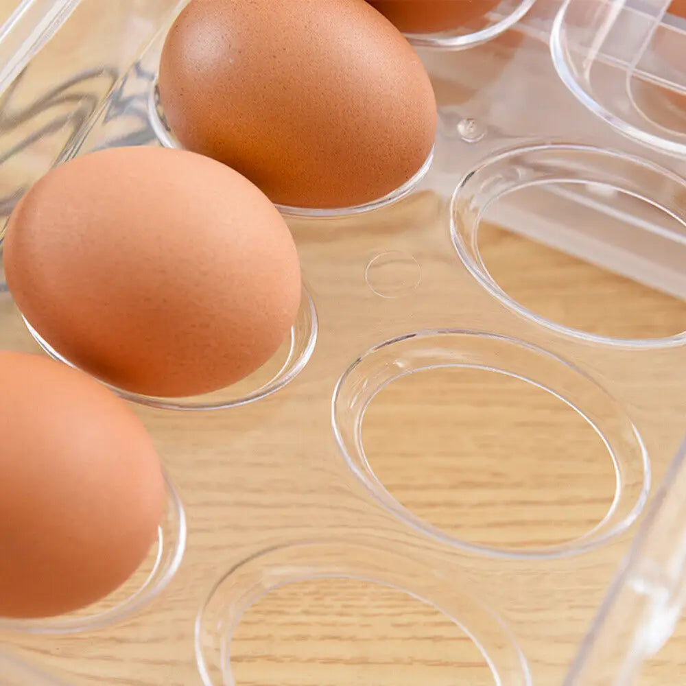 2 Tiers Double Layer 24 Grids Egg Storage Box Tray Kitchen Refrigerator Containe - Home & Garden > Storage