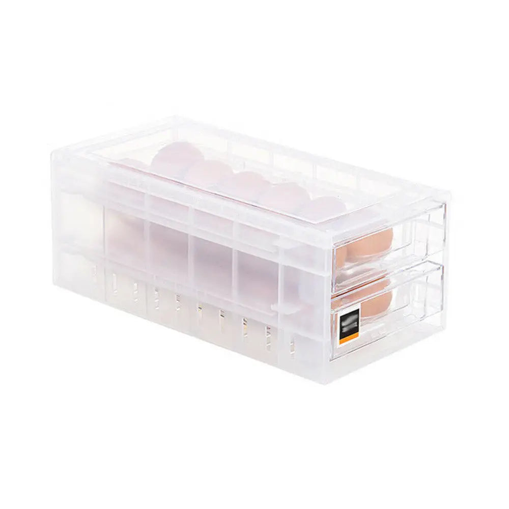 2 Tiers Double Layer 24 Grids Egg Storage Box Tray Kitchen Refrigerator Containe - Home & Garden > Storage