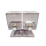 2 x 3.7L Double Cereal Dispenser White - Square Rice Grains Countertop Storage - Home & Garden > Kitchenware