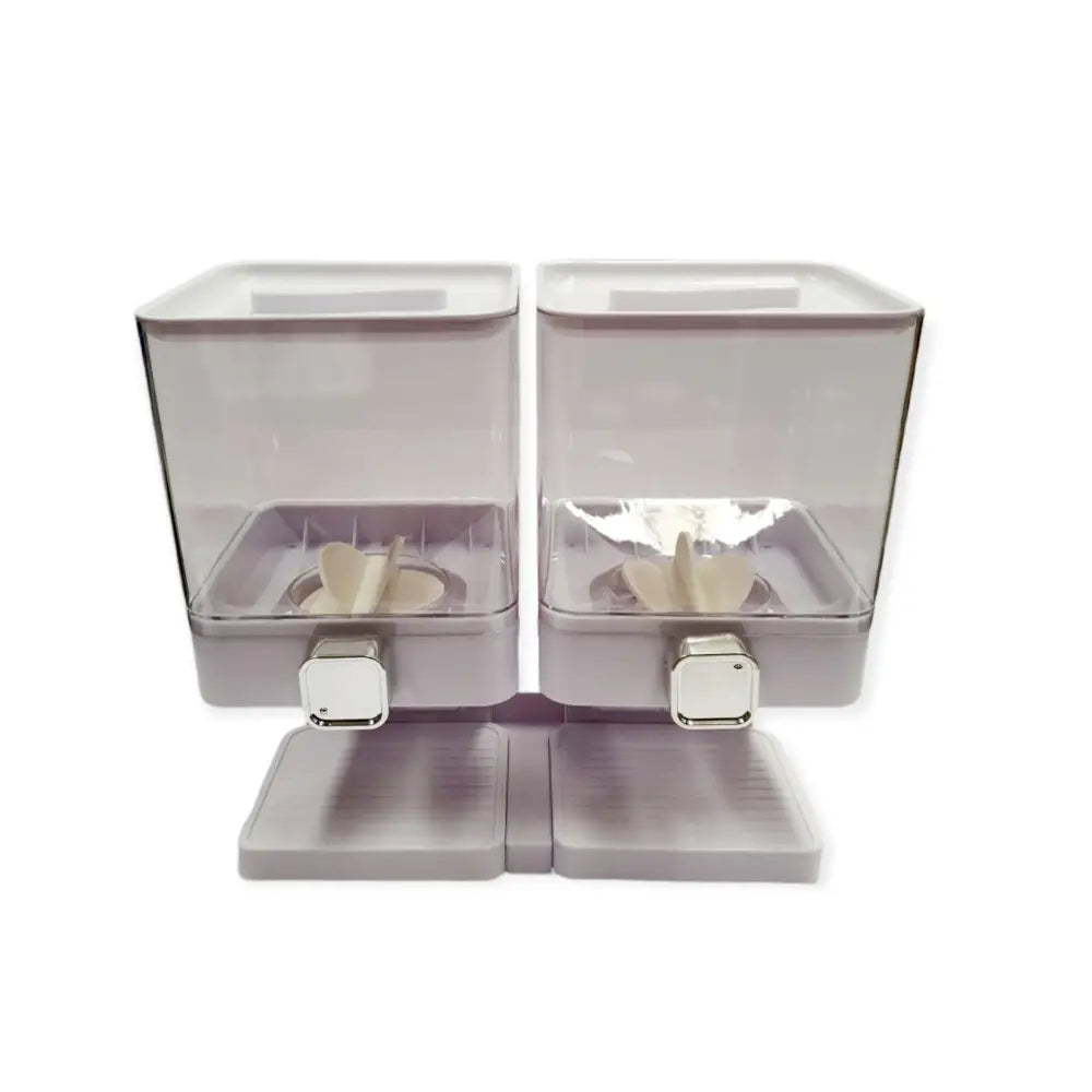 2 x 3.7L Double Cereal Dispenser White - Square Rice Grains Countertop Storage - Home & Garden > Kitchenware