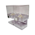 2 x 3.7L Double Cereal Dispenser White - Square Rice Grains Countertop Storage - Home & Garden > Kitchenware