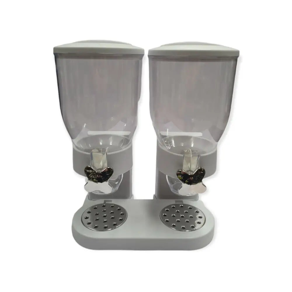 2 x 4L Double Cereal Dispenser White - Round Rice Grains Countertop Storage - Home & Garden > Kitchenware