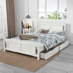 2 x Wooden Bed Frame Storage Trundle Drawers-White - Furniture > Bedroom