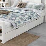 2 x Wooden Bed Frame Storage Trundle Drawers-White - Furniture > Bedroom