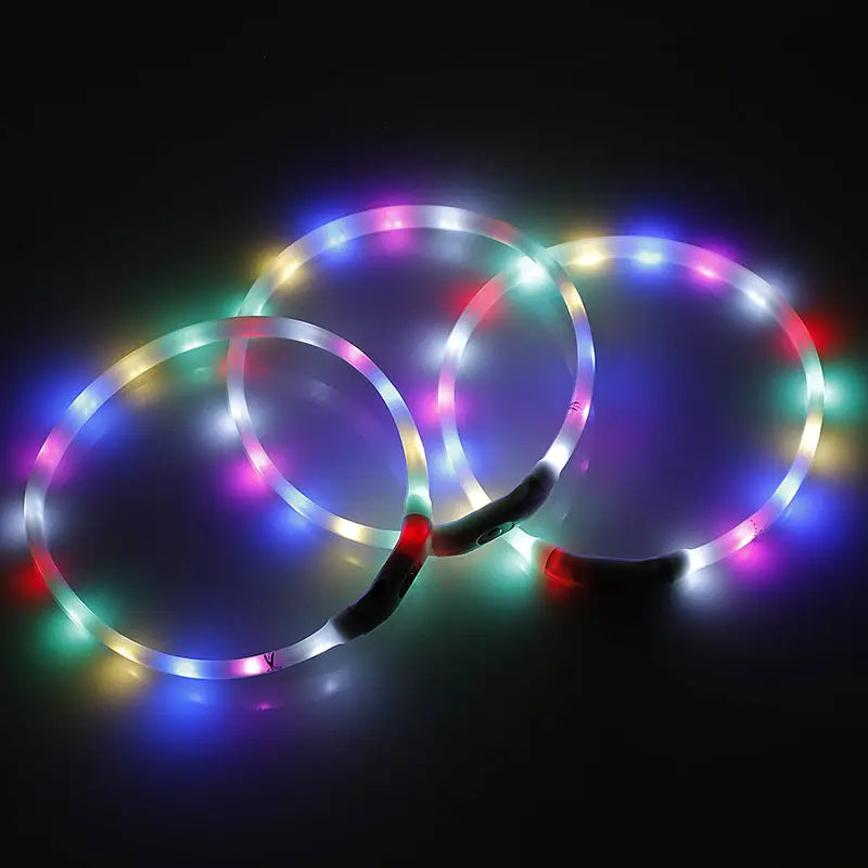 2 X YES4PETS Small 40CM LED Dog Collar USB Rechargeable Night Glow Flashing Light Up Safety Pet Collars - Home & Garden