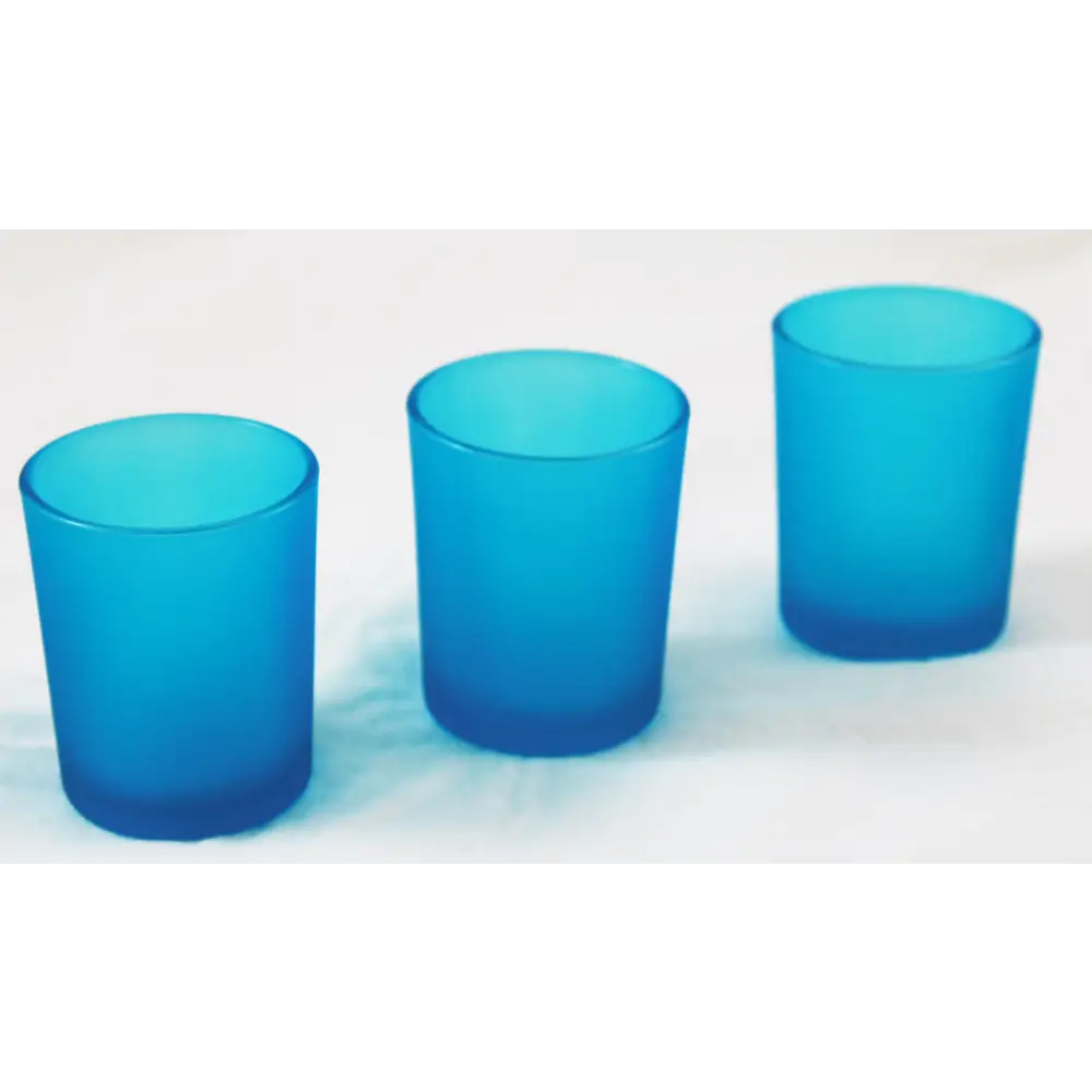 20 Pack Turquoise Frosted Glass Votive Tealight Candle Holders House Party Cenrepiece Xmas Wedding Decor Glass