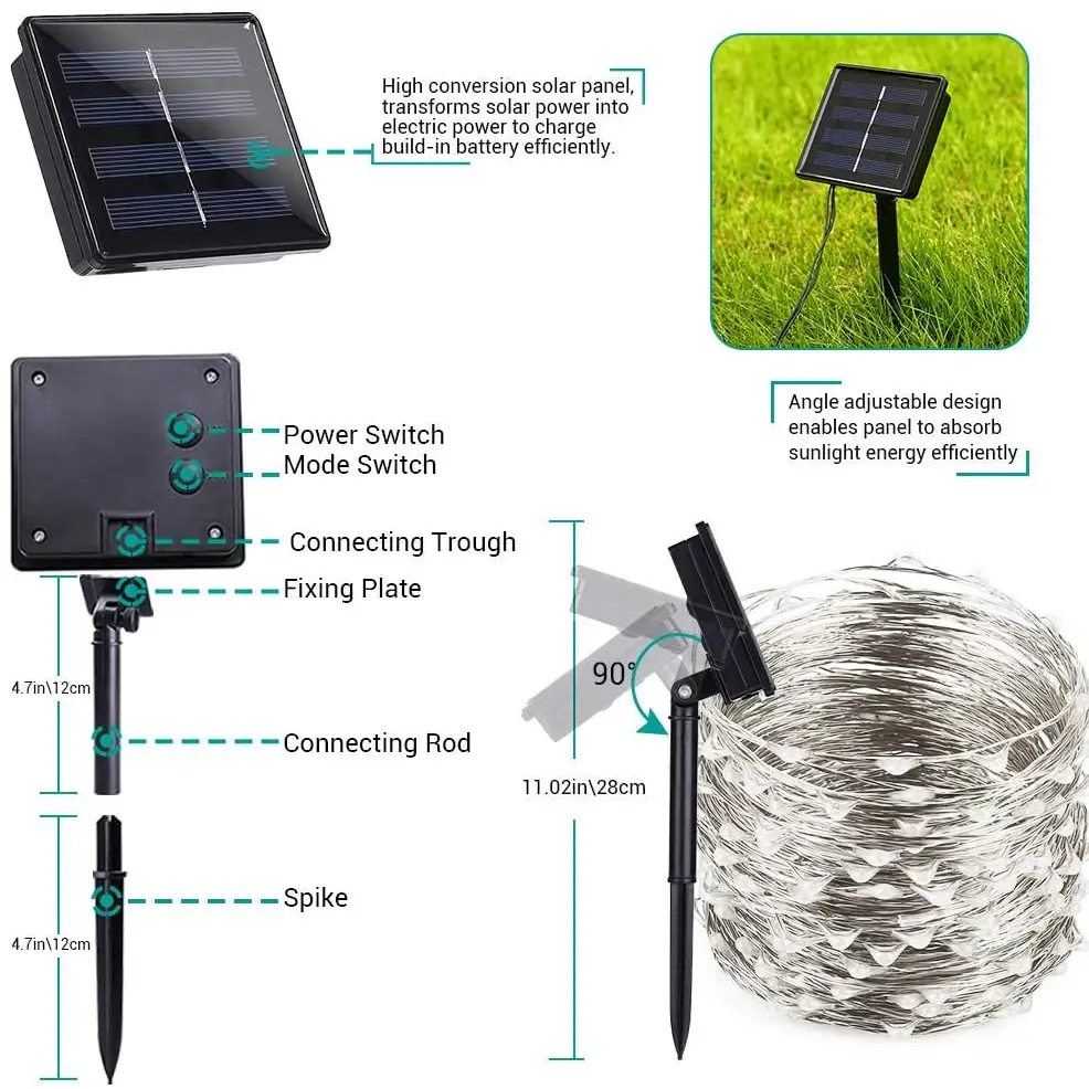 200 Waterproof LED Solar Fairy Light Outdoor with 8 Lighting Modes for Home,Garden and Decoration - Home & Garden >