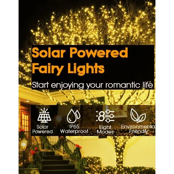 200 Waterproof LED Solar Fairy Light Outdoor with 8 Lighting Modes for Home,Garden and Decoration - Home & Garden >