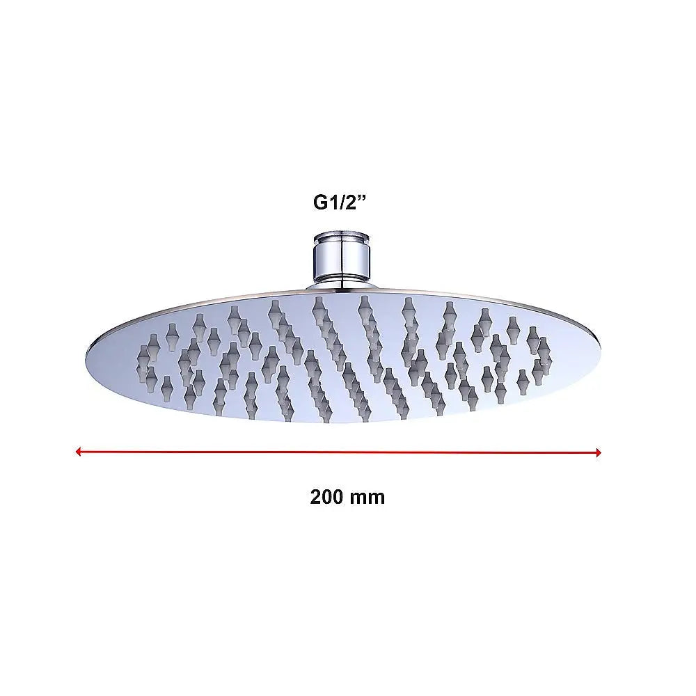 200mm Shower Head Round 304SS Polished Chrome Finish - Furniture > Bathroom