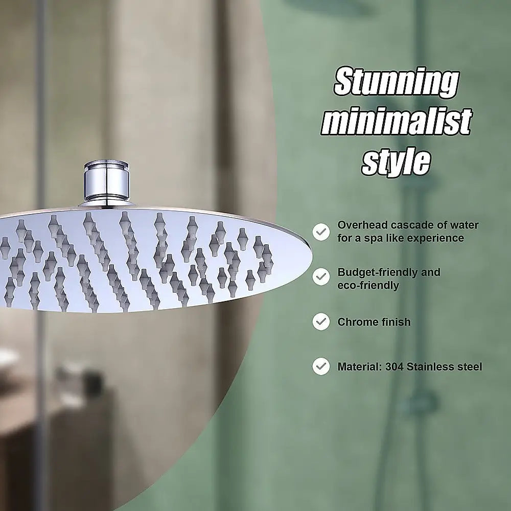 200mm Shower Head Round 304SS Polished Chrome Finish - Furniture > Bathroom