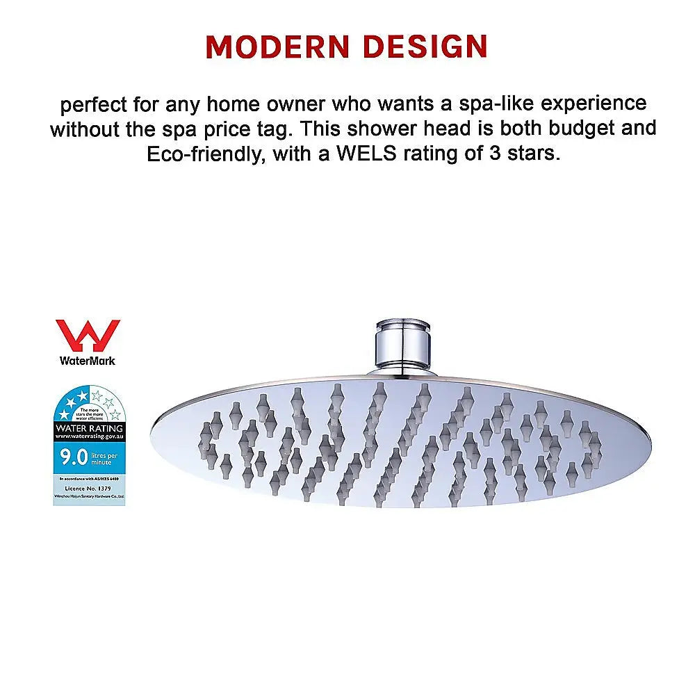 200mm Shower Head Round 304SS Polished Chrome Finish - Furniture > Bathroom