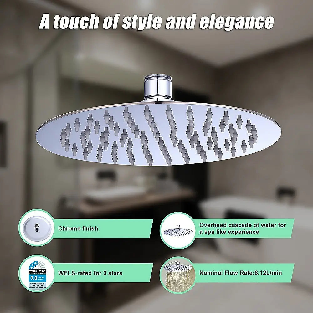 200mm Shower Head Round 304SS Polished Chrome Finish - Furniture > Bathroom
