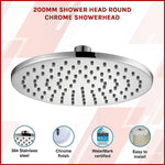 200mm Shower Head Round Chrome Showerhead - Furniture > Bathroom > Shower Heads & Screens