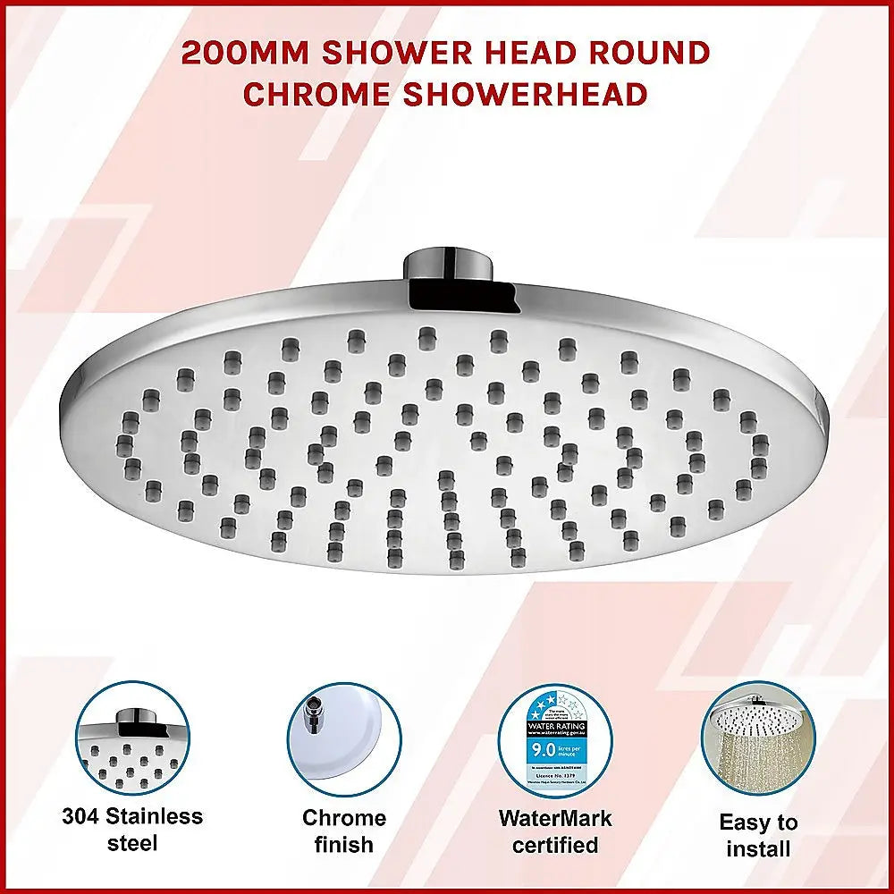 200mm Shower Head Round Chrome Showerhead - Furniture > Bathroom > Shower Heads & Screens