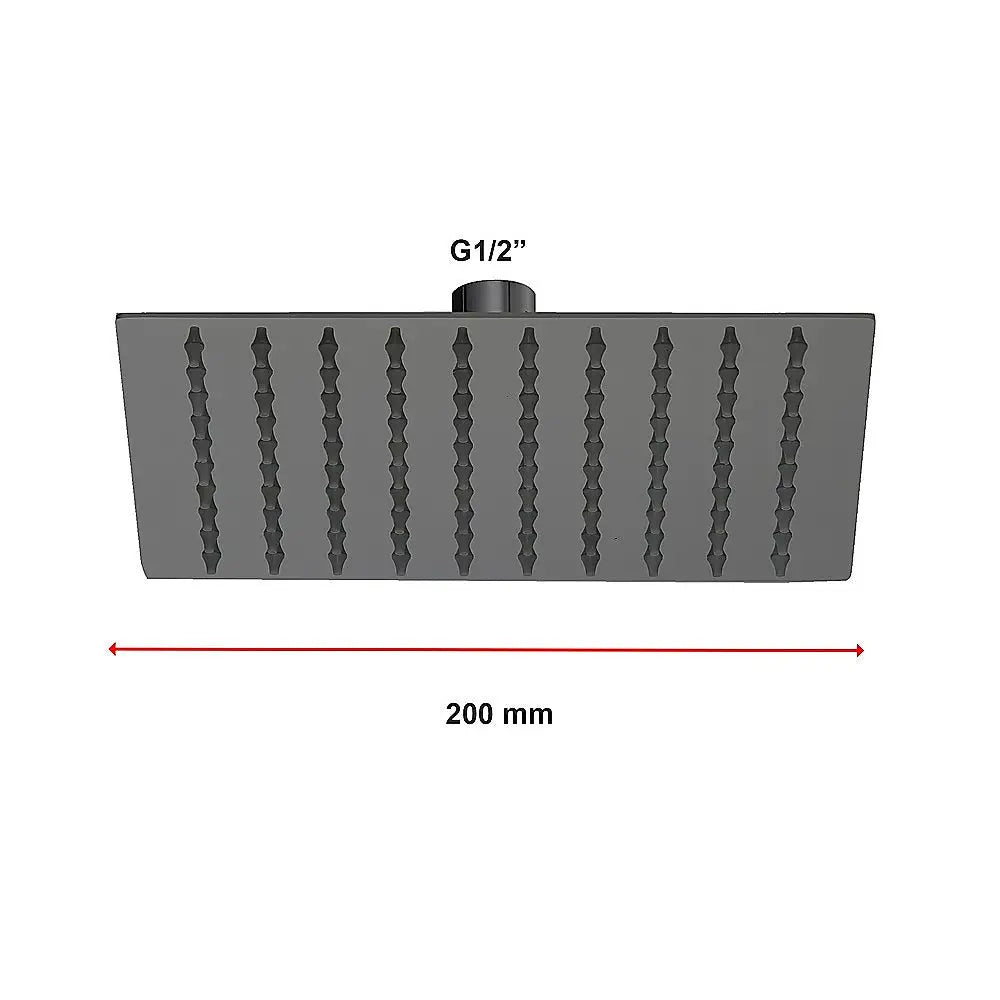 200mm Shower Head Square 304SS Electroplated Matte Black Finish - Furniture > Bathroom