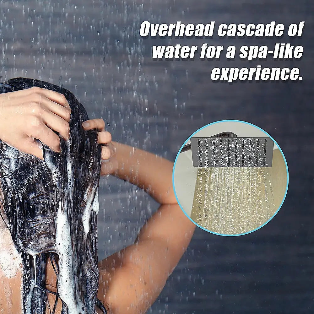 200mm Shower Head Square 304SS Electroplated Matte Black Finish - Furniture > Bathroom