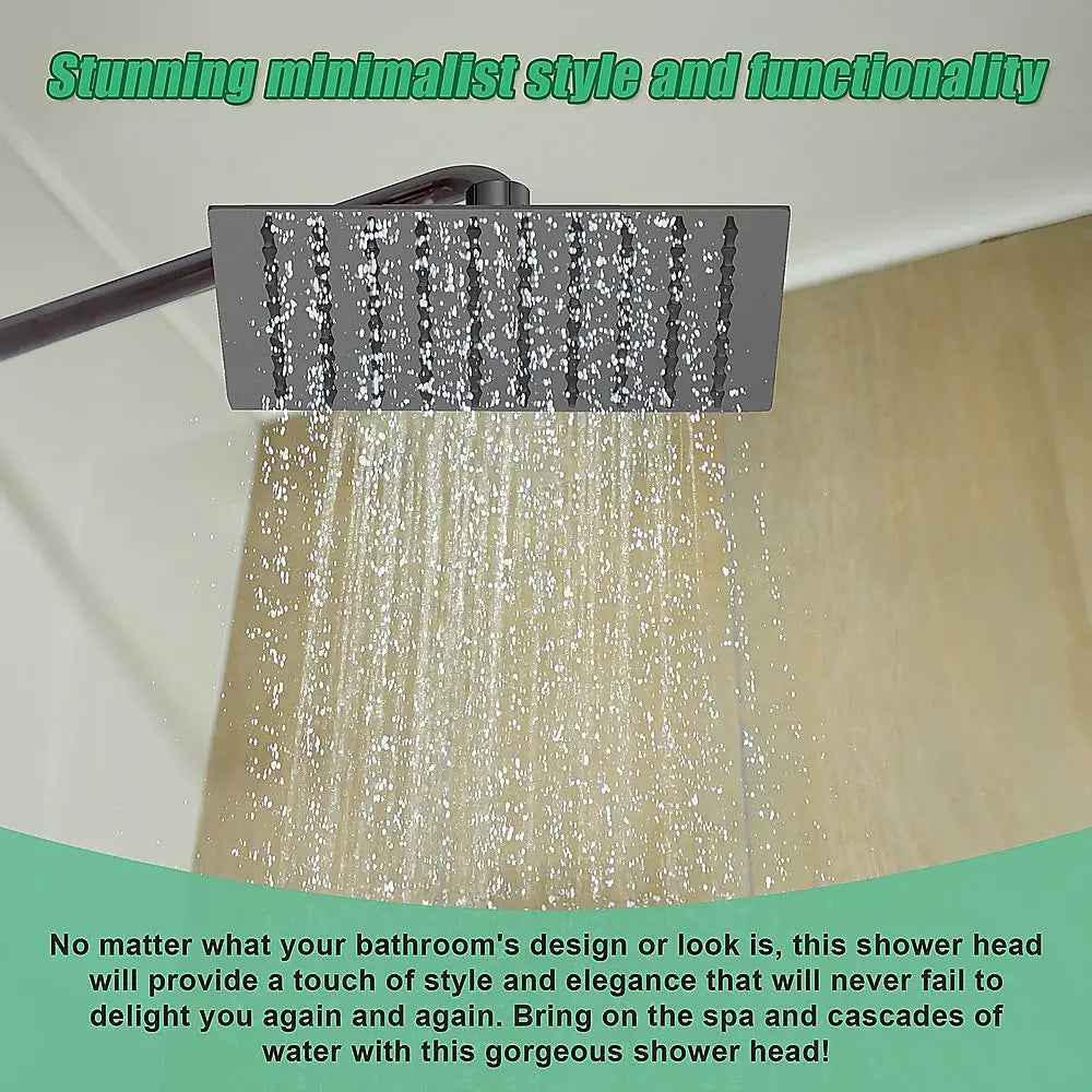 200mm Shower Head Square 304SS Electroplated Matte Black Finish - Furniture > Bathroom