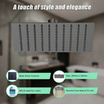 200mm Shower Head Square 304SS Electroplated Matte Black Finish - Furniture > Bathroom