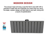 200mm Shower Head Square 304SS Electroplated Matte Black Finish - Furniture > Bathroom