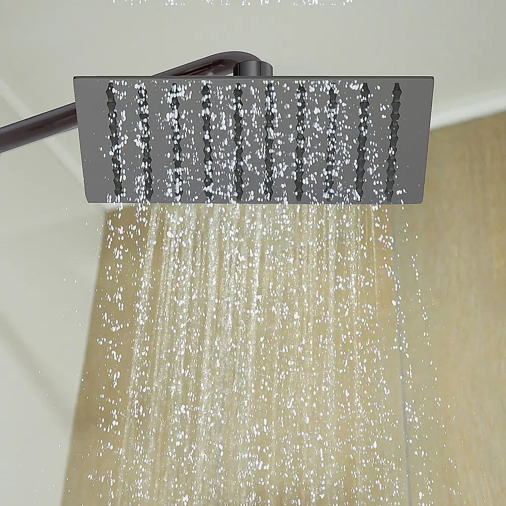 200mm Shower Head Square 304SS Electroplated Matte Black Finish - Furniture > Bathroom