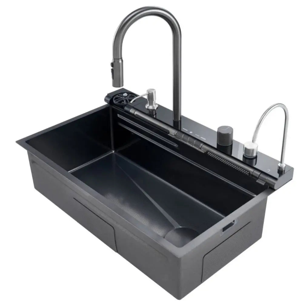 2024 80x45cm Blue Whale Integrated Waterfall Kitchen Sink Honeycomb Technology Large Digitial Display Stainless Steel