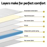 20cm Giselle Mattress Queen Bed Pocket Spring Mattresses - Furniture > Mattresses > Queen Mattress
