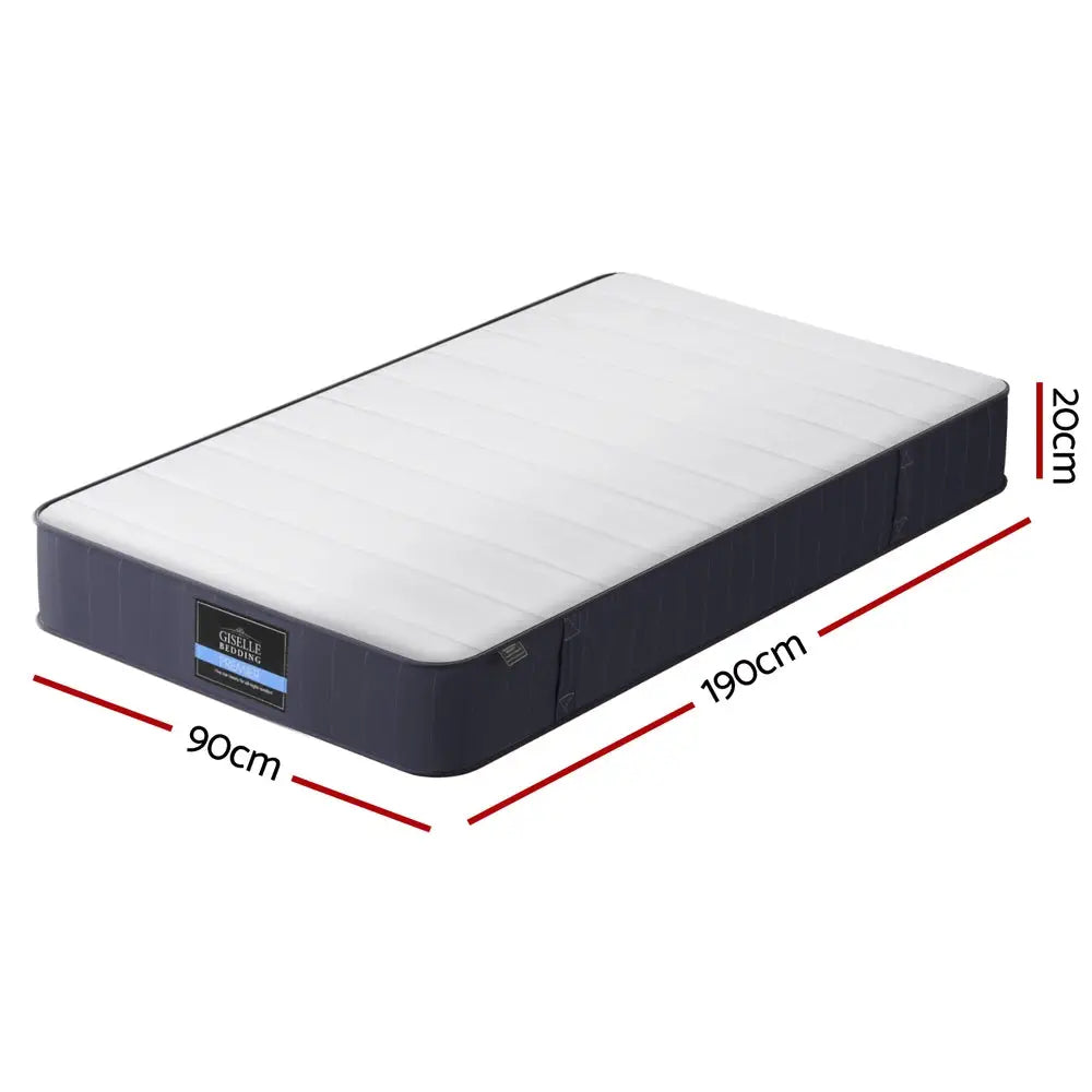 20cm Giselle Mattress Single Bed Pocket Spring Mattresses - Furniture > Mattresses > Single Mattress