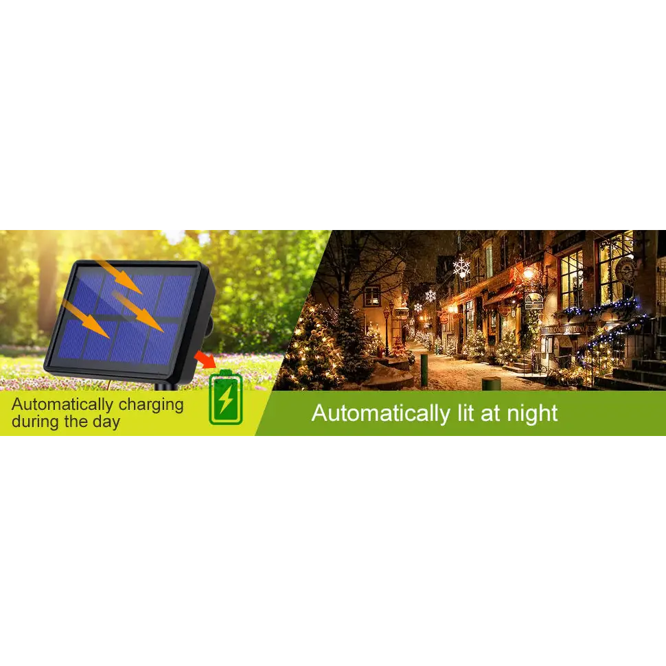 20m 200 LED Solar Powered Outdoor Lights with 8 Lighting Modes and Waterproof for Home,Garden and Decoration - Home &
