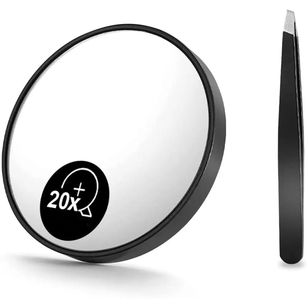 20X Magnifying Mirror and Eyebrow Tweezers Kit for Travel - Health & Beauty > Makeup > Makeup Mirrors
