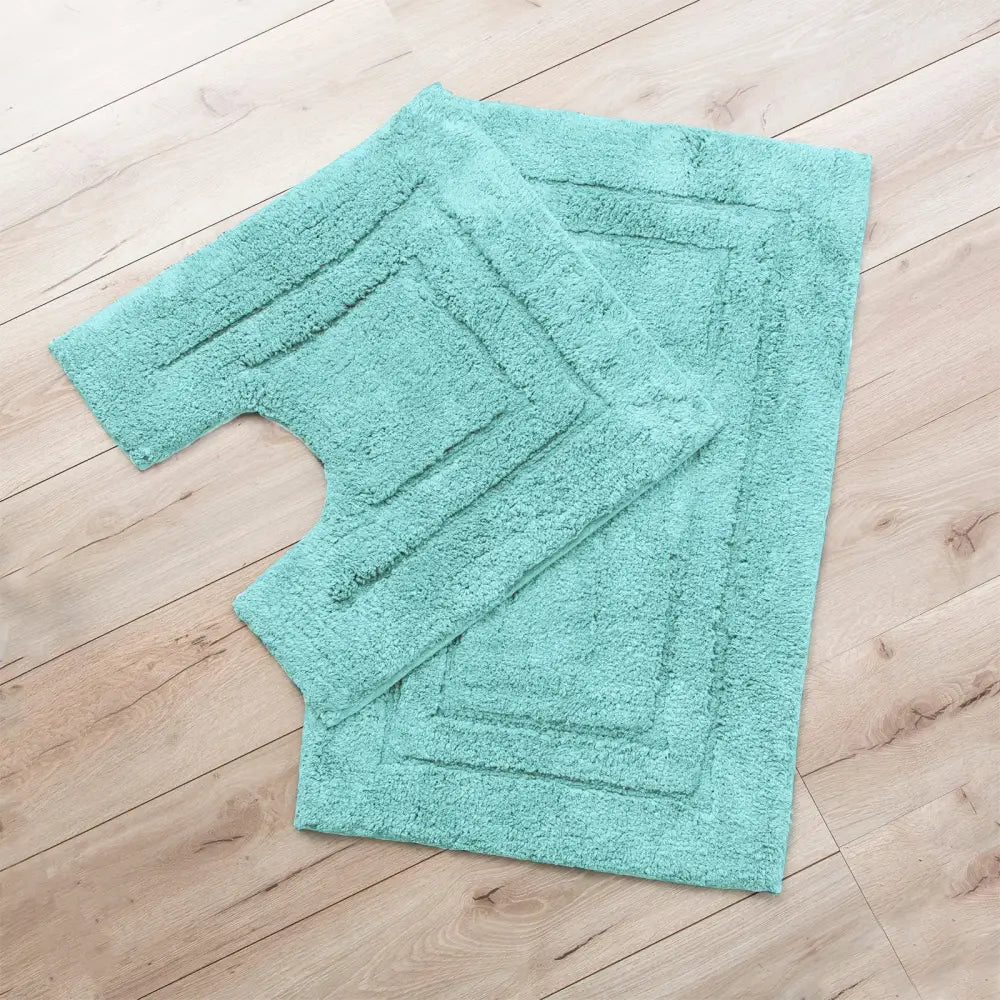 2200 GSM 2 Piece Tufted Aqua Bath Mat Set by Renee Taylor - Home & Garden > Bathroom Accessories > Bath Mats & Rugs