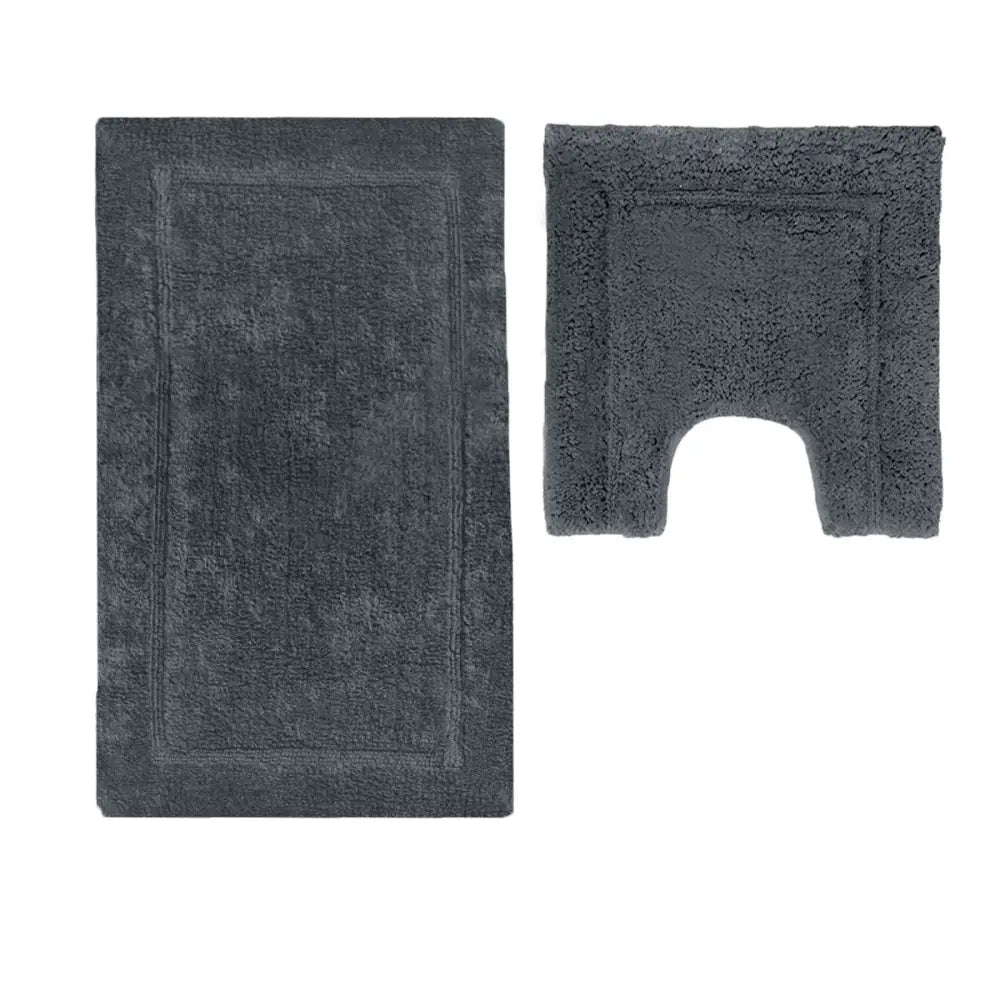 2200GSM 2 Pce Axel 100% Cotton Bath Mat Set Charcoal - Home & Garden > Bathroom Accessories > Bath Mats & Rugs