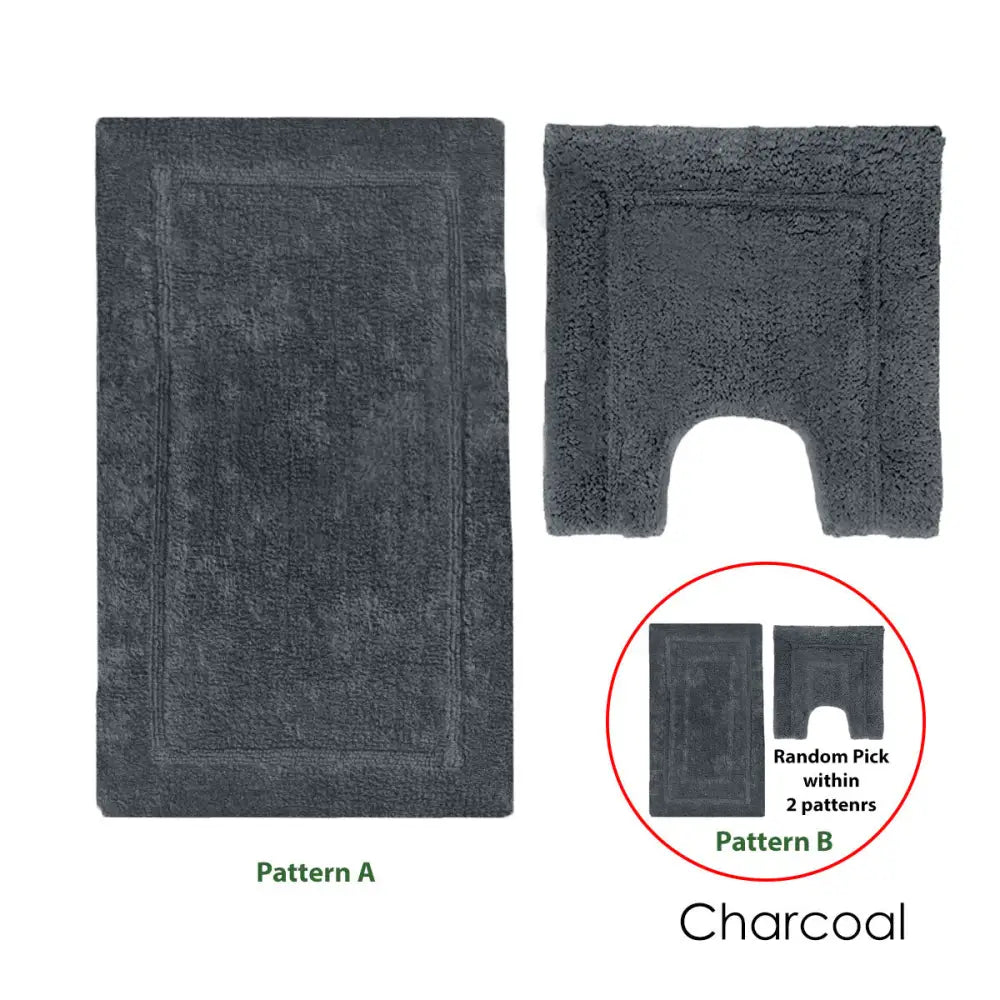 2200GSM 2 Pce Axel 100% Cotton Bath Mat Set Charcoal - Home & Garden > Bathroom Accessories > Bath Mats & Rugs